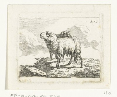 Dwie stojące owce autorstwa Frédéric Théodore Faber