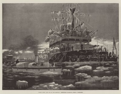 Mróz, śnieg i lód na Medway, Sheerness Harbor po śnieżycy autorstwa Fred T. Jane