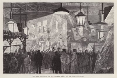 Nowa instalacja oświetlenia elektrycznego na Smithfield Market w Londynie autorstwa Fred T. Jane