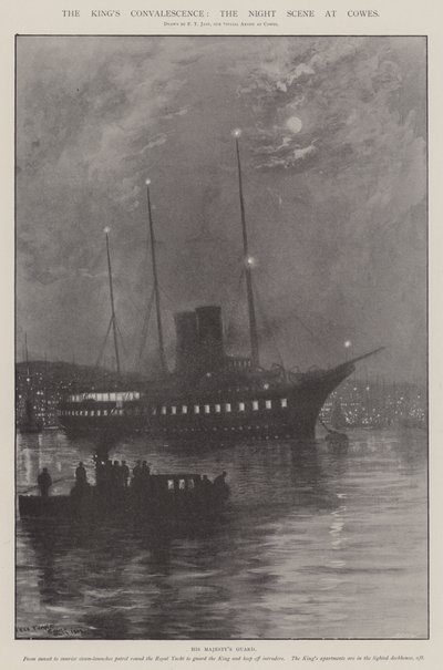 Rekonwalescencja króla, scena nocna w Cowes autorstwa Fred T. Jane