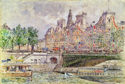 Plac Ratuszowy, Paryż, 14 lipca 1905 autorstwa Frederic Anatole Houbron
