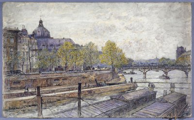 Quai Conti i Pont des Arts autorstwa Frederic Anatole Houbron