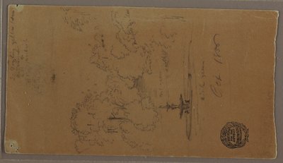 Rysunek, Fontanna w parku, wodospad Niagara, październik 1856 r. autorstwa Frederic Edwin Church