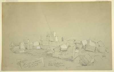 Rysunek, grobowiec Abelsa na górze powyżej Suk Wadi, 4 maja 1868 r. autorstwa Frederic Edwin Church