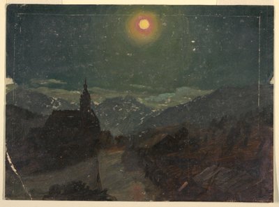 Rysunek, Krajobraz alpejski nocą, 1868 autorstwa Frederic Edwin Church