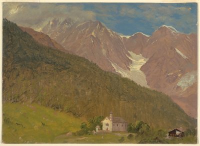 Rysunek, Alpejski krajobraz w Szwajcarii, sierpień 1868 r. autorstwa Frederic Edwin Church