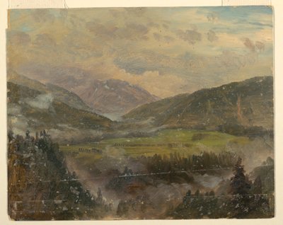 Rysunek, Pejzaż Apline (Bawaria lub Szwajcaria), 1868 r. autorstwa Frederic Edwin Church