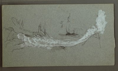 Rysunek, Kaskada, prawdopodobnie Konigssee, Bawaria, 1868 r. autorstwa Frederic Edwin Church