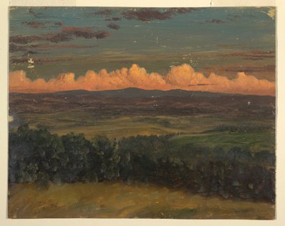 Rysunek, Catskills z Hudson, Nowy Jork, 1870-80 autorstwa Frederic Edwin Church