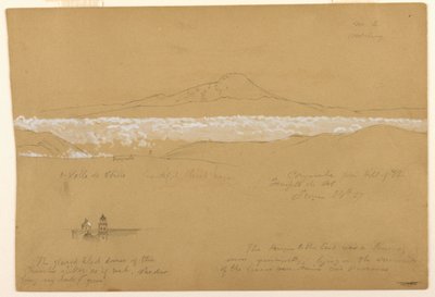 Rysunek, Cayambé, poranek, ze Świątyni Słońca, Quito, 24 czerwca 1857 r. autorstwa Frederic Edwin Church