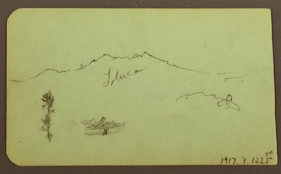 Rysunek, Kościół; Verso: Krajobraz górski, "Taluca", 1883 r. autorstwa Frederic Edwin Church