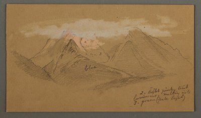 Rysunek, Chmury nad szczytami górskimi, prawdopodobnie 1868 r. autorstwa Frederic Edwin Church
