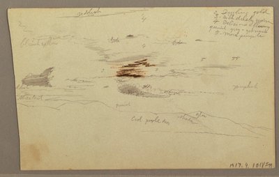 Rysunek, Chmury nad pasmem wzgórz, 1863 r. autorstwa Frederic Edwin Church