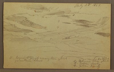 Rysunek, pochmurne niebo nad doliną, lipiec 1863 r. autorstwa Frederic Edwin Church