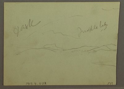 Rysunek, pochmurne niebo, zbocze wzgórza, 1870 r. autorstwa Frederic Edwin Church