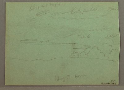 Rysunek, pochmurne niebo nad grzbietem, sierpień 1871 r. autorstwa Frederic Edwin Church