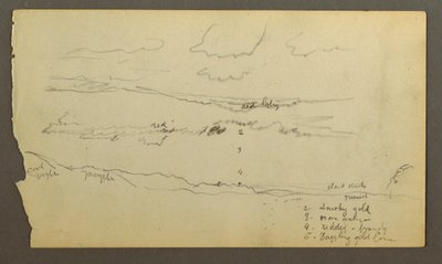 Rysunek, pochmurne niebo nad doliną (Maine), prawdopodobnie 1860 r. autorstwa Frederic Edwin Church