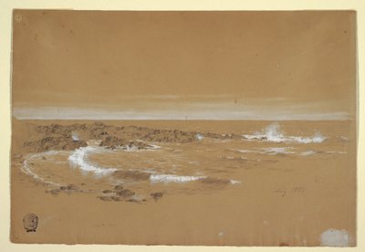 Rysunek, linia brzegowa, Grand Manan, Kanada, sierpień 1851 r. autorstwa Frederic Edwin Church