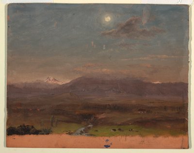 Rysunek, Kolumbia lub Ekwador, góry, światło księżyca, 1853 lub 1857 r. autorstwa Frederic Edwin Church