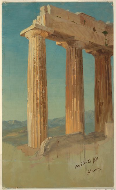 Rysunek, Kolumny Partenonu, Ateny, 21 kwietnia 1869 r. autorstwa Frederic Edwin Church