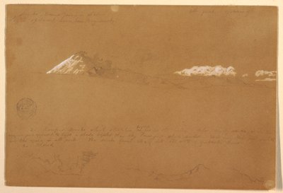 Rysunek, Cotapaxi, poranek, ze Świątyni Słońca, Quito, Ekwador, 24 czerwca 1857 r. autorstwa Frederic Edwin Church