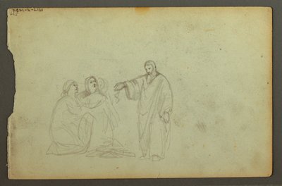Rysunek, kryty wóz, trzy studia kobiety, prawdopodobnie 1868 r. autorstwa Frederic Edwin Church