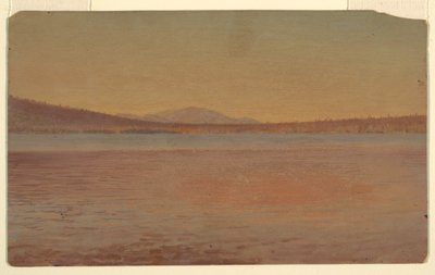 Rysunek, Odległy widok na góry Katahdin i podróżnika z jeziora Millinocket, 1870-80 autorstwa Frederic Edwin Church
