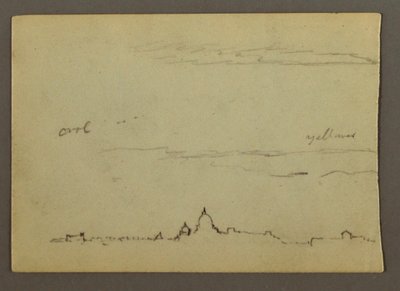 Rysunek, Odległy widok na Bazylikę Świętego Piotra i Watykan, Rzym, Włochy, styczeń 1869 r. autorstwa Frederic Edwin Church