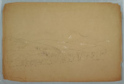 Rysunek, Odległy widok Katahdin z zachodu, ok. 1856 r. autorstwa Frederic Edwin Church