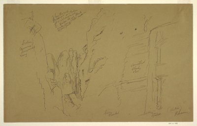 Rysunek, El Khasnesh, Petra w Jordanii, 26 lutego 1868 r. autorstwa Frederic Edwin Church