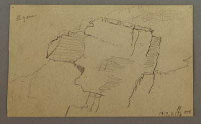 Rysunek, dolina El Yemen, Arabia:  Skalna ściana, 20 lutego 1868 r. autorstwa Frederic Edwin Church