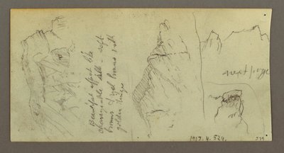 Rysunek, postać jadąca na wielbłądzie, siedzący wielbłąd, prawdopodobnie 1868 r. autorstwa Frederic Edwin Church