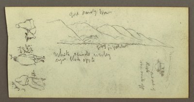 Rysunek, studium postaci, pasmo górskie, prawdopodobnie 1868 r. autorstwa Frederic Edwin Church