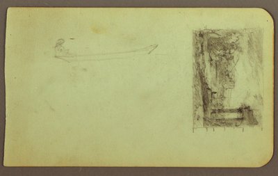 Rysunek, postać w skiffie, szkic obrazu; Verso: Napisy, grudzień 1883 r. autorstwa Frederic Edwin Church