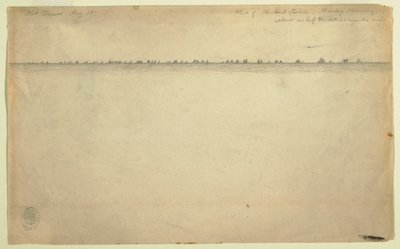 Rysunek, Flota poławiaczy makreli, Mount Desert, Maine, 19 sierpnia 1850 r. autorstwa Frederic Edwin Church