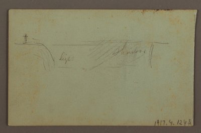 Rysunek, kwitnąca roślina i skała między amerykańskim i kanadyjskim wodospadem Niagara, prawdopodobnie 1858 r. autorstwa Frederic Edwin Church