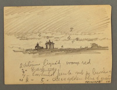 Rysunek, Fortyfikacja klifów, Sion, dolina Rodanu, prawdopodobnie 1868 r. autorstwa Frederic Edwin Church