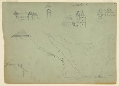 Rysunek, Z Salzkammergut, Austria i Konigssee, niedaleko Berchtesgaden, Bawaria, lipiec 1868 r. autorstwa Frederic Edwin Church