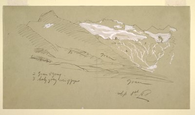 Rysunek z Alp Berneńskich, Bel Arp, sierpień 1868 r. autorstwa Frederic Edwin Church