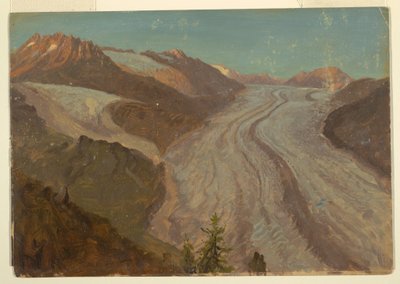Rysunek, lodowiec Great Aletasch, Szwajcaria, sierpień 1868 r. autorstwa Frederic Edwin Church
