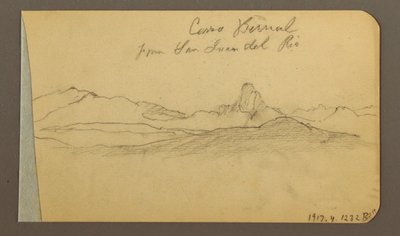 Rysunek, pasma wzgórz i gór, szczyt San Bernal, 1889 r. autorstwa Frederic Edwin Church
