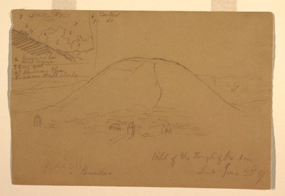 Rysunek, Wzgórze Świątyni Słońca, Quito, Ekwador, 23 czerwca 1857 r. autorstwa Frederic Edwin Church