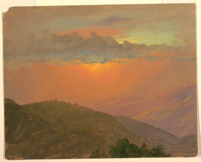 Rysunek, Hilltop o zachodzie słońca, lipiec 1865 r. autorstwa Frederic Edwin Church