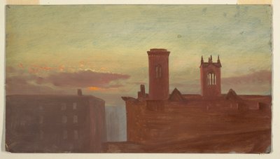Rysunek, Housetops/Hudson, ok. 1867 r. autorstwa Frederic Edwin Church