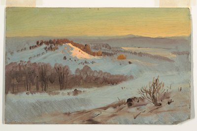 Rysunek, dolina Hudson, Nowy Jork zimą, 1869-70 autorstwa Frederic Edwin Church