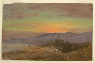 Rysunek, dolina Hudson, zachód słońca, 1869-70 autorstwa Frederic Edwin Church