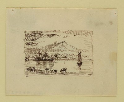 Rysunek, wyimaginowany krajobraz, ok. 1850 r. autorstwa Frederic Edwin Church