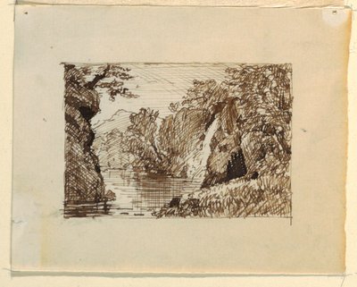 Rysunek, wyimaginowany krajobraz z, ok. 1870-73 autorstwa Frederic Edwin Church
