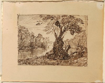 Rysunek, Wyimaginowany krajobraz rzeczny, ok. 1870-73 autorstwa Frederic Edwin Church