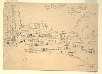 Rysunek, Khirbet-en-Nasara, Petra, Jordania, 26 lutego 1868 r. autorstwa Frederic Edwin Church